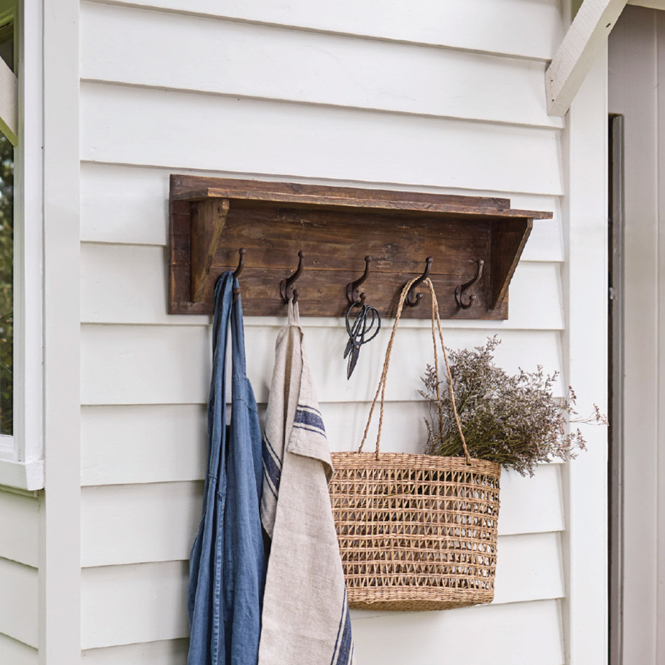 Brompton Wall Shelf Hook Rack, wall-mounted storage and organisation piece